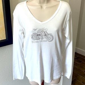 SOLD ELSEWHERE Boss Hoss Cycles Sz XL white long sleeve